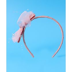 Babyhug Hairband with Bow Applique & Pearl Detailing Free Size - Pink