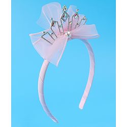 Babyhug Free Size Hair Band Tiara & Bow Applique - Pink