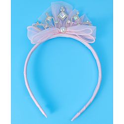 Babyhug Free Size Hair Band Tiara & Bow Applique - Pink