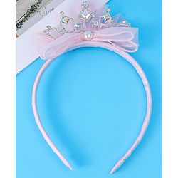 Babyhug Free Size Hair Band Tiara & Bow Applique - Pink