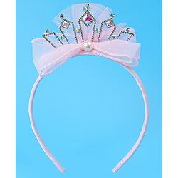 Babyhug Free Size Hair Band Tiara & Bow Applique - Pink