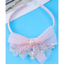 Babyhug Free Size Hair Band Tiara & Bow Applique - Pink