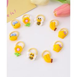 Babyhug Free Size Rubber Bands With Applique Pack Of 10 - Yellow