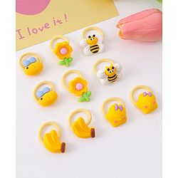 Babyhug Free Size Rubber Bands With Applique Pack Of 10 - Yellow