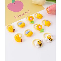 Babyhug Free Size Rubber Bands With Applique Pack Of 10 - Yellow