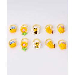 Babyhug Free Size Rubber Bands With Applique Pack Of 10 - Yellow