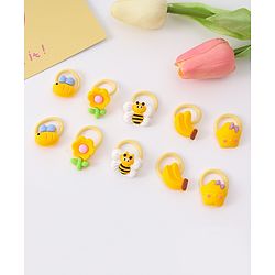 Babyhug Free Size Rubber Bands With Applique Pack Of 10 - Yellow