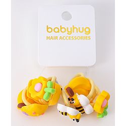Babyhug Free Size Rubber Bands With Applique Pack Of 10 - Yellow
