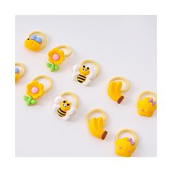 Babyhug Free Size Rubber Bands With Applique Pack Of 10 - Yellow