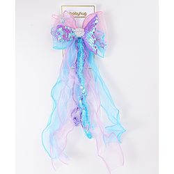 Babyhug Hair Clip with Bow & Butterfly Applique - Pink & Plum