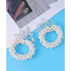 Babyhug Free Size Scrunchies with Pearl & Diamond Detailing Pack of 2 - White