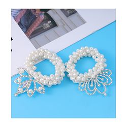 Babyhug Free Size Scrunchies with Pearl & Diamond Detailing Pack of 2 - White