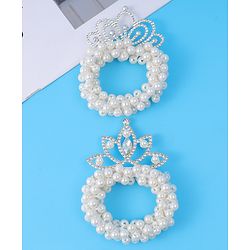 Babyhug Free Size Scrunchies with Pearl & Diamond Detailing Pack of 2 - White