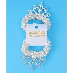 Babyhug Free Size Scrunchies with Pearl & Diamond Detailing Pack of 2 - White