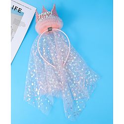 Babyhug Free Size Hair Band With Happy Birthday Applique - Pink