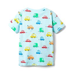Babyhug Cotton Knit Half Sleeves Co-ords Shorts Night Suit With Vehicle Print - Light Blue