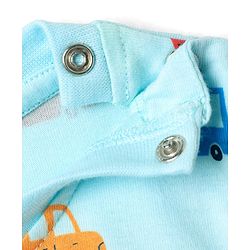 Babyhug Cotton Knit Half Sleeves Co-ords Shorts Night Suit With Vehicle Print - Light Blue