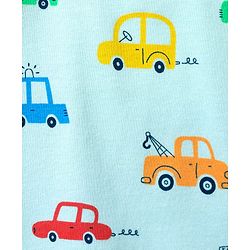 Babyhug Cotton Knit Half Sleeves Co-ords Shorts Night Suit With Vehicle Print - Light Blue