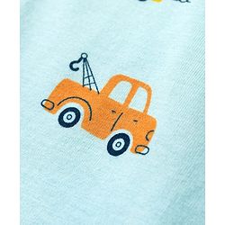 Babyhug Cotton Knit Half Sleeves Co-ords Shorts Night Suit With Vehicle Print - Light Blue