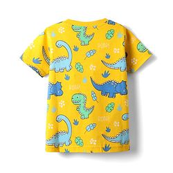 Babyhug Cotton Knit Half Sleeves Shorts Co-Ord Night Suit With Dino Print - Yellow