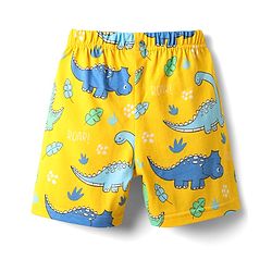 Babyhug Cotton Knit Half Sleeves Shorts Co-Ord Night Suit With Dino Print - Yellow