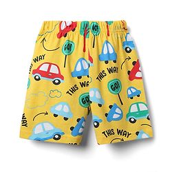 Babyhug Cotton Knit Half Sleeves Co-ords Shorts Night Suit With Vehicle Print - Yellow