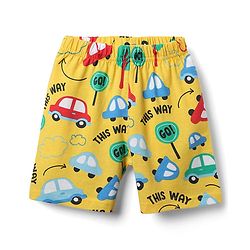 Babyhug Cotton Knit Half Sleeves Co-ords Shorts Night Suit With Vehicle Print - Yellow