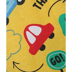 Babyhug Cotton Knit Half Sleeves Co-ords Shorts Night Suit With Vehicle Print - Yellow