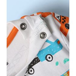 Babyhug Cotton Knit Half Sleeves Co-ords Shorts Night Suit With Vehicle Print - White