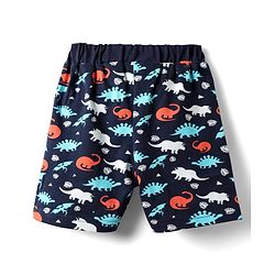 Babyhug Cotton Knit Half Sleeves Shorts Night Suit With Dino Print - Navy Blue