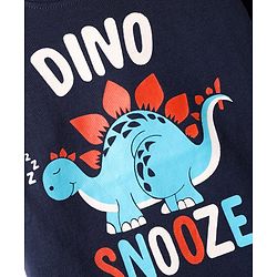 Babyhug Cotton Knit Half Sleeves Shorts Night Suit With Dino Print - Navy Blue