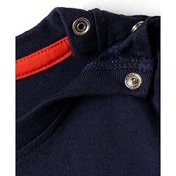 Babyhug Cotton Knit Half Sleeves Shorts Night Suit With Dino Print - Navy Blue