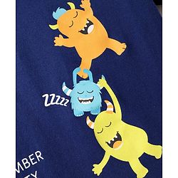Babyhug Cotton Knit Half Sleeves Shorts Night Suit With Monsters Print - Navy Blue