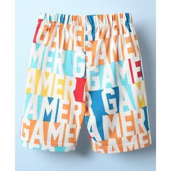 Babyhug Cotton Knit Half Sleeves Co-ords Shorts Night Suit With Gamer Text Print - Multicolor