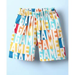 Babyhug Cotton Knit Half Sleeves Co-ords Shorts Night Suit With Gamer Text Print - Multicolor
