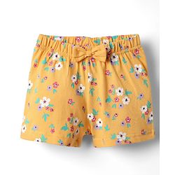 Babyhug Cotton Knit Half Sleeves  Shorts Night Suit With Floral Print - Yellow
