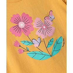 Babyhug Cotton Knit Half Sleeves  Shorts Night Suit With Floral Print - Yellow