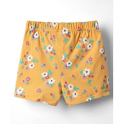 Babyhug Cotton Knit Half Sleeves  Shorts Night Suit With Floral Print - Yellow