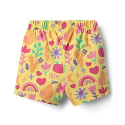 Babyhug Cotton Knit Frill Sleeves Shorts Night Suit With Floral Print - Yellow