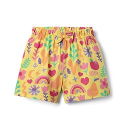 Babyhug Cotton Knit Frill Sleeves Shorts Night Suit With Floral Print - Yellow