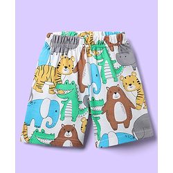 Babyhug Cotton Knit Half Sleeves Co-ords Shorts Night Suit With Vehicle Print - Multicolor