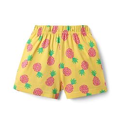 Babyhug Cotton Knit Frill Sleeves Co-ords Shorts Night Suit With Pineapple Print - Yellow