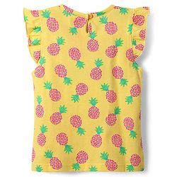 Babyhug Cotton Knit Frill Sleeves Co-ords Shorts Night Suit With Pineapple Print - Yellow