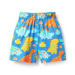 Babyhug Cotton Knit Half Sleeves Co-Ord Shorts Night Suit with Dino Print - Blue