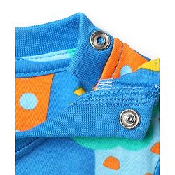 Babyhug Cotton Knit Half Sleeves Co-Ord Shorts Night Suit with Dino Print - Blue