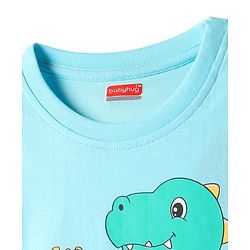 Babyhug Cotton Knit Half Sleeves Shorts Night Suit with Dino Print - Blue