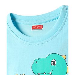 Babyhug Cotton Knit Half Sleeves Shorts Night Suit with Dino Print - Blue