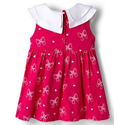 Babyhug Single Jersey Knit Sleeveless Bow Printed Fit & Flared Frock with Bloomer - Dark Pink