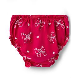 Babyhug Single Jersey Knit Sleeveless Bow Printed Fit & Flared Frock with Bloomer - Dark Pink