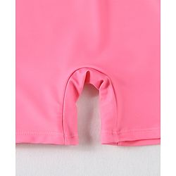 Babyhug Half Raglan Sleeves Legged Swimsuit With Floral Print - Pink